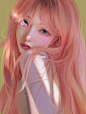 Ipad procreate绘画步骤教程  |  五官上色 : 工具：iPadpro12.9寸 二代笔，软件procreate 笔刷：6B铅笔起稿，硬气笔铺色，尼科滚动铺头发，细节硬气笔降低不透明度画 线稿宁方勿圆，铺色分好图层，明暗先处理最大色块，二阶法分好亮暗
