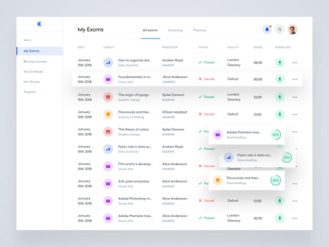 Dashboard for studen...