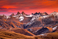 General 2960x1973 Aiguilles d'Arves France mountains red sky orange sky landscape hills snow