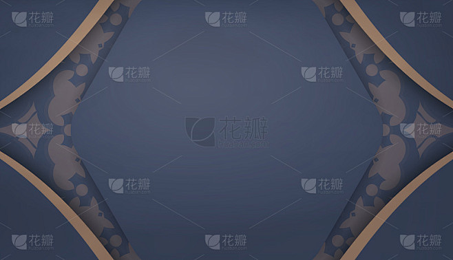 蓝色横幅模板与希腊棕色装饰设计下的文本