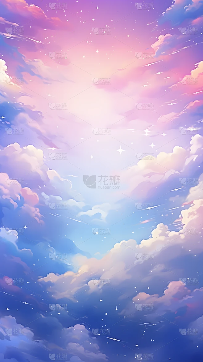通用插画梦幻感云彩天空风景场景背景图片素材-花瓣网