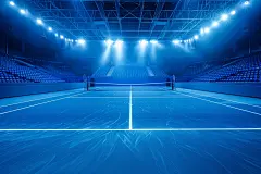 辽阔无垠的网球比赛场地摄影图片