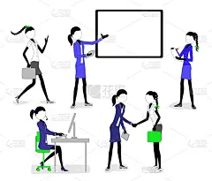 在办公室工作的商业棍形女孩