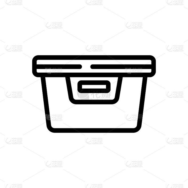 塑料食品容器与处理图标矢量轮廓插图