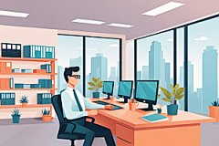 商务办公金融简约扁平风插画