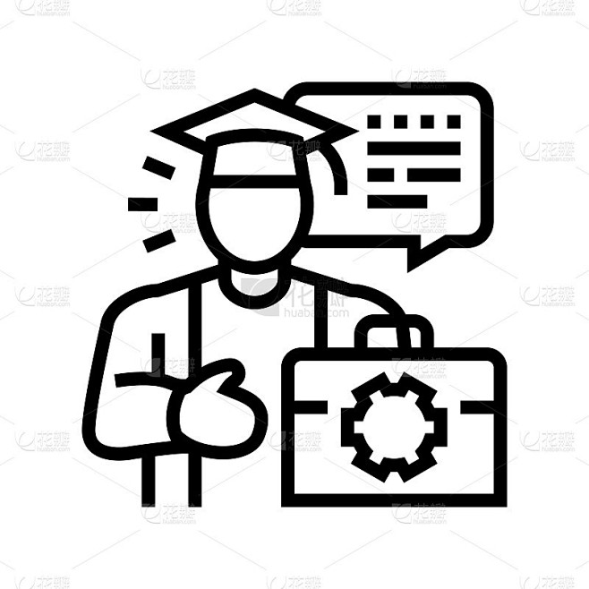 学生作业线图标矢量插图