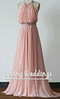 Casual pink hater long bridesmaid dress elegant wedding party dress beaded halter prom cocktail casual evening dress homecoming dress on Etsy, $110.00