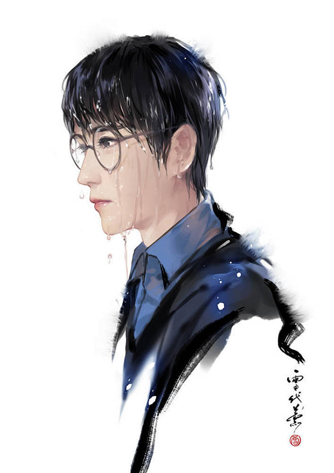 #镇魂#   雨中的沈教授    绘师：...