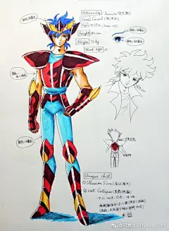 My paintings——Saint SeiyaHand painted. 2018.Oct.28下午完成，凯末尔（鹿豹座.水性笔+水彩笔.圣衣人物[改画]）PS：这个青铜圣衣和人物原人设来自于老外的设计方案，将老外未详细的资料补充留为自己