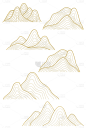 通用矢量线条山脉风光元素素材
