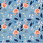 Flower and leaves on blue background seamless pattern | Premium Vector #Freepik #vector #background #pattern #flower #vintage