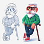 Image result for cartoon image of elderly man putting on shirt