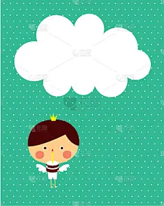 可爱的天使王子生日快乐贺卡向量