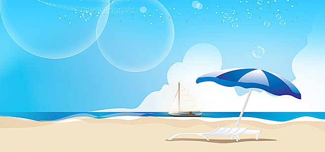 风,海水,蓝色,沙滩,透明泡泡,遮阳伞,...
