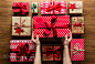 Woman organising beautifuly wrapped vintage christmas presents on wooden background, view from above by Andrea Obzerova on 500px