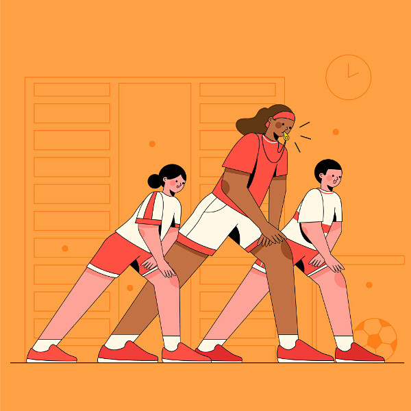 卡通儿童中小学生体育课热身运动做操跳绳打...