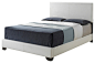 White Leather-Look Queen Size Bed contemporary-platform-beds