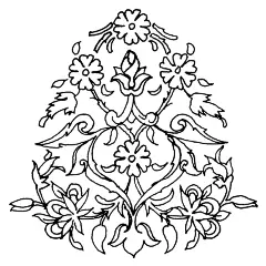 手绘线描精美花朵藤蔓花纹