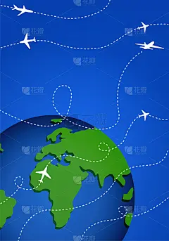 蓝色背景是国际航班或货物运输。世界各地的航班。