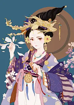 这种风格的古风有点别具一格，还有点可爱呢
来自涂鸦画师：@炸毛比巴卜 
#古风小苑# 绘画 古风 古风插画 ​​​​
