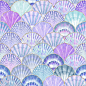 水彩海贝壳无缝图案。手绘贝壳纹理复古海洋背景