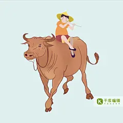 思念清明节放牛娃元素