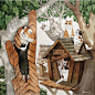 大老虎与小猫咪的故事，画面好温馨啊

插画师Grace J ​​​​