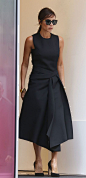 Victoria Beckham.. black Victoria Beckham Resort 2016 dress, and Manolo Blahnik BB pumps.. #manoloblahnik2016