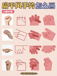 插画教程|✨3步学会20款扁平风手势画法