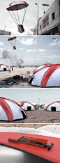Air drops for disaster relief can mean the difference between life and death. Whether it’s in a war torn area or natural disaster zone, Airborne Tent comes in like a parachute and airdrops supplies for the victims. Beyond delivering supplies, the parachut