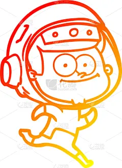 热,山,宇航员,幸福,铅笔画,卡通,太空服,太空,套装,图像