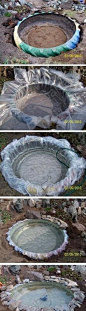 use tire to create small backyard pond