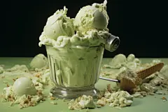 冰凉爽口的抹茶味冰淇淋摄影图片