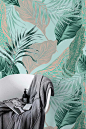 Removable wallpaper - Exotic Palms Wallpaper - Exotic Wallpaper - Tropical Wallpaper- Wall Covering