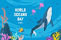 海洋日海底动物鱼类鲸鱼珊瑚海龟海豚潜水游泳插画海报ai设计素材-淘宝网