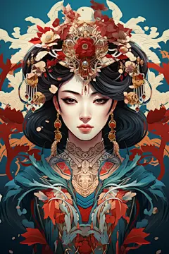 京剧花旦人物形象插画