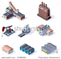 Vector isometric buildings. Industrial-建筑物/地标,符号/标志-海洛创意（HelloRF） - 站酷旗下品牌 - Shutterstock中国独家合作伙伴