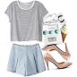 Shorts- www.lucluc.com/bottoms/lucluc-dark-blue-stripe-pleated-shorts.html
Shoes- www.lucluc.com/accessories/shoes/lucluc-pink-candy-color-high-heeled-pu-shoes.html
#weekendstyle 
#weekend 
#summer2015 
#clean 
#clear 
#blueandwhite 
#lucluc