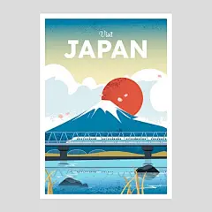 手绘日本海报插画矢量图设计素材