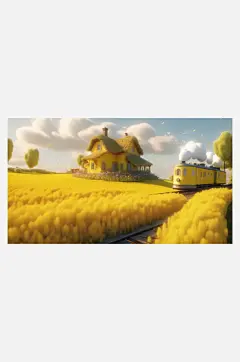 数字艺术艺术插画插图田野列车创意插图插图-众图网