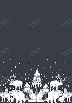 动物插画 【酷图网】雪地插画,鹿,熊,狐狸,狼,手绘动物,动物插画,冬天插画