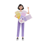 卡通3d立体办公商务职场高清免抠女设计师工作人物插画psd素材-淘宝网