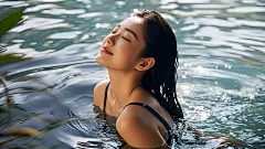 美女，好身材，泡温泉，小背心，8K高清，真实皮肤质感(4)