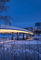 Pikisaari bridge – Oulu, Finland – Architectural project: Roope Siiroinen, VALOA design - Lighting products: LedTube, Underscore by iGuzzini Illuminazione – Photo: Henri Luoma #iGuzzini #Lighting #Light #Luce #Lumière #Licht #bridge #Oulu