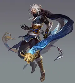 中国风仙侠武侠角色古装美女站姿CG原画设