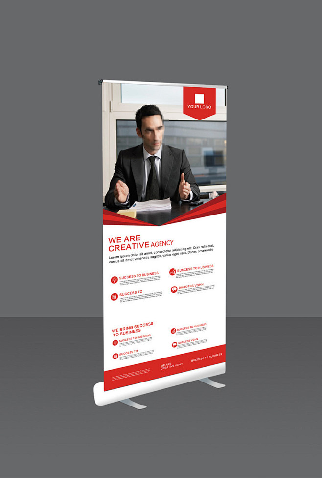红色简约商务企业展架企业易拉宝活动易拉宝创意x展架时尚展架模版