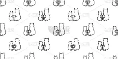 白猫爱黑猫情侣心猫无缝图案，情人节，壁纸，背景
