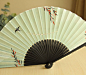 【日式和风】日本折扇 和服扇子 竹柄折扇 双层纸扇 绿色燕子-淘宝网