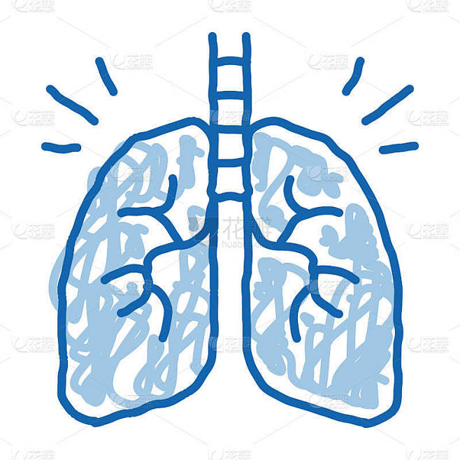 健康的肺涂鸦图标手绘插图