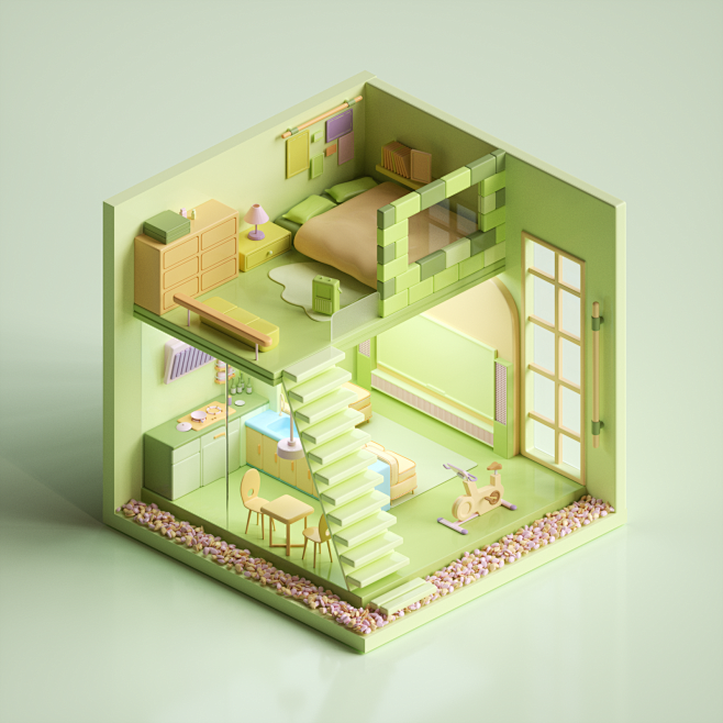 近期C4D零基础课程小房间案例优秀作业-C4D蜂巢计划 (28)